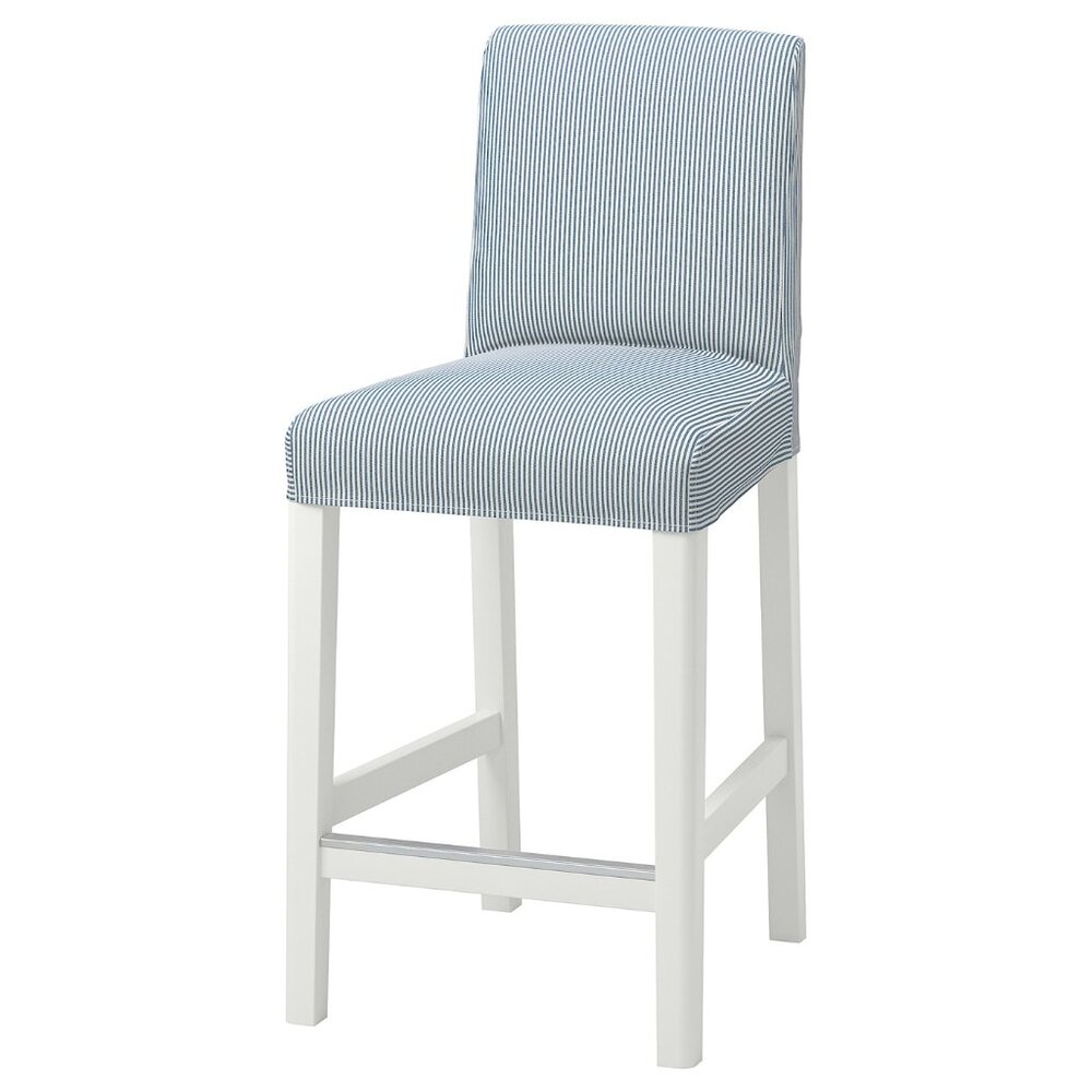New ! IKEA Bergmund  Pinstripe Blue & White for Cover Bar Stool w/Backrest